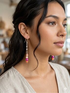 Artisan Silver Twist Drop Hand Wrapped Wire Mother of Pearl Beads 1